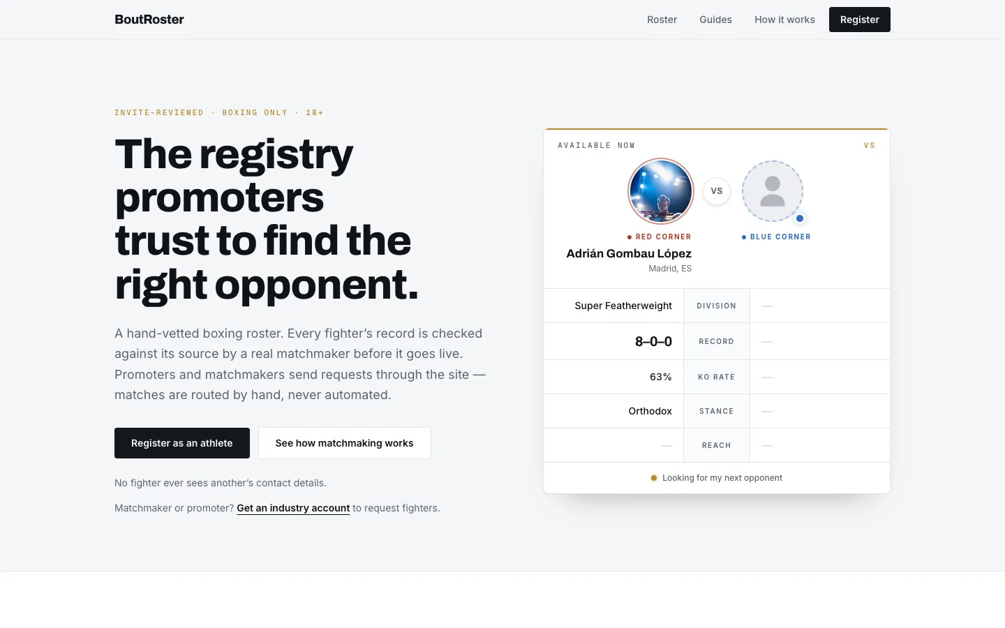 The boutroster.com homepage