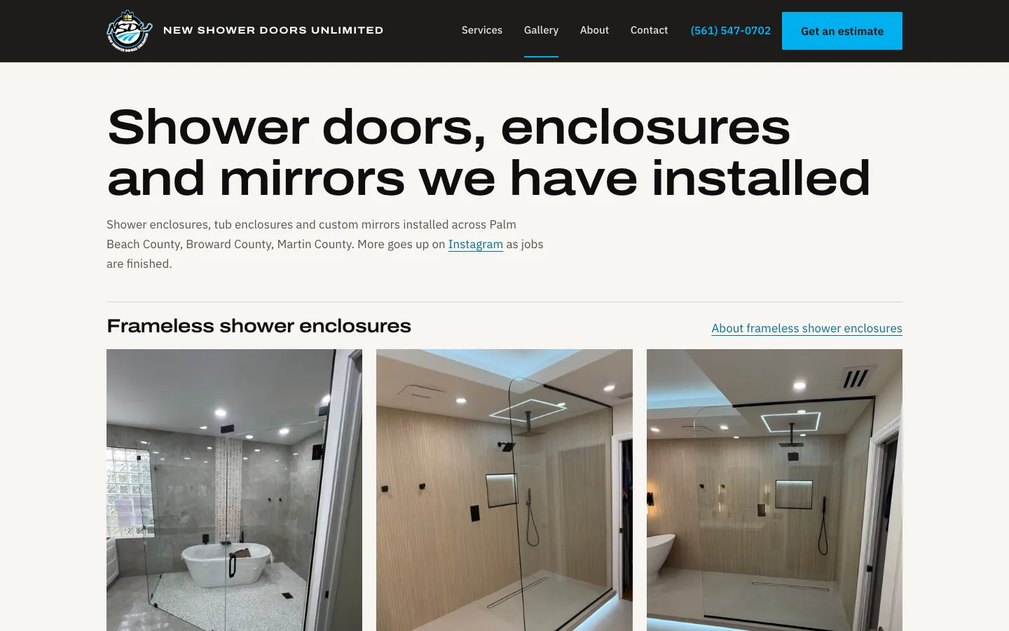 The project gallery on newshowerdoorsunlimited.com